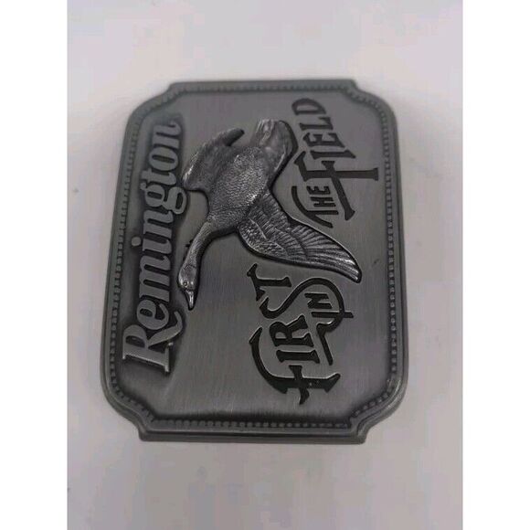VINTAGE 1980 REMINGTON FIRST IN THE FIELD CANADIAN GOOSE BELT BUCKLE by Sid Bell - Picture 2 of 8